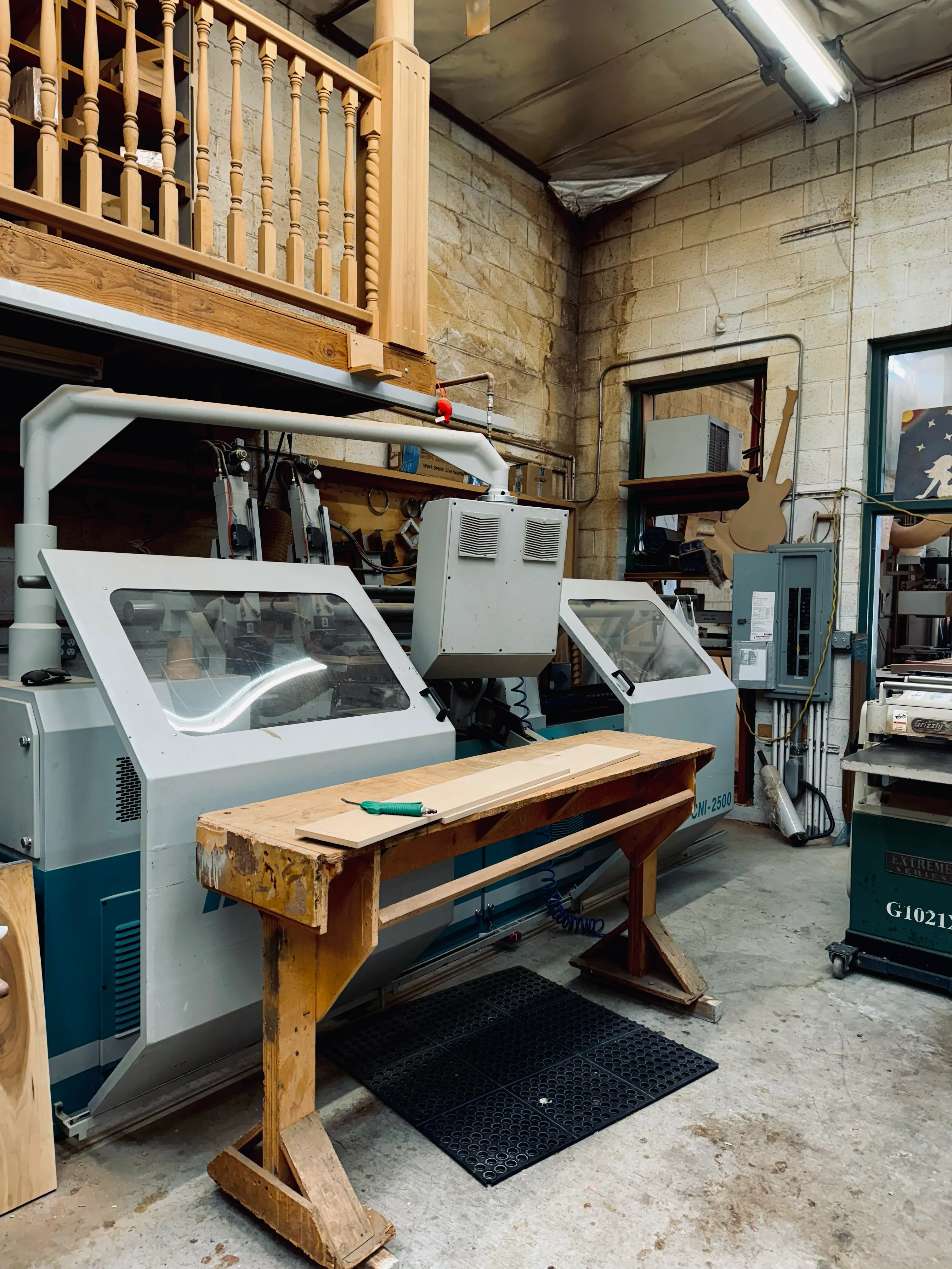 Woodturning lathe in the shop