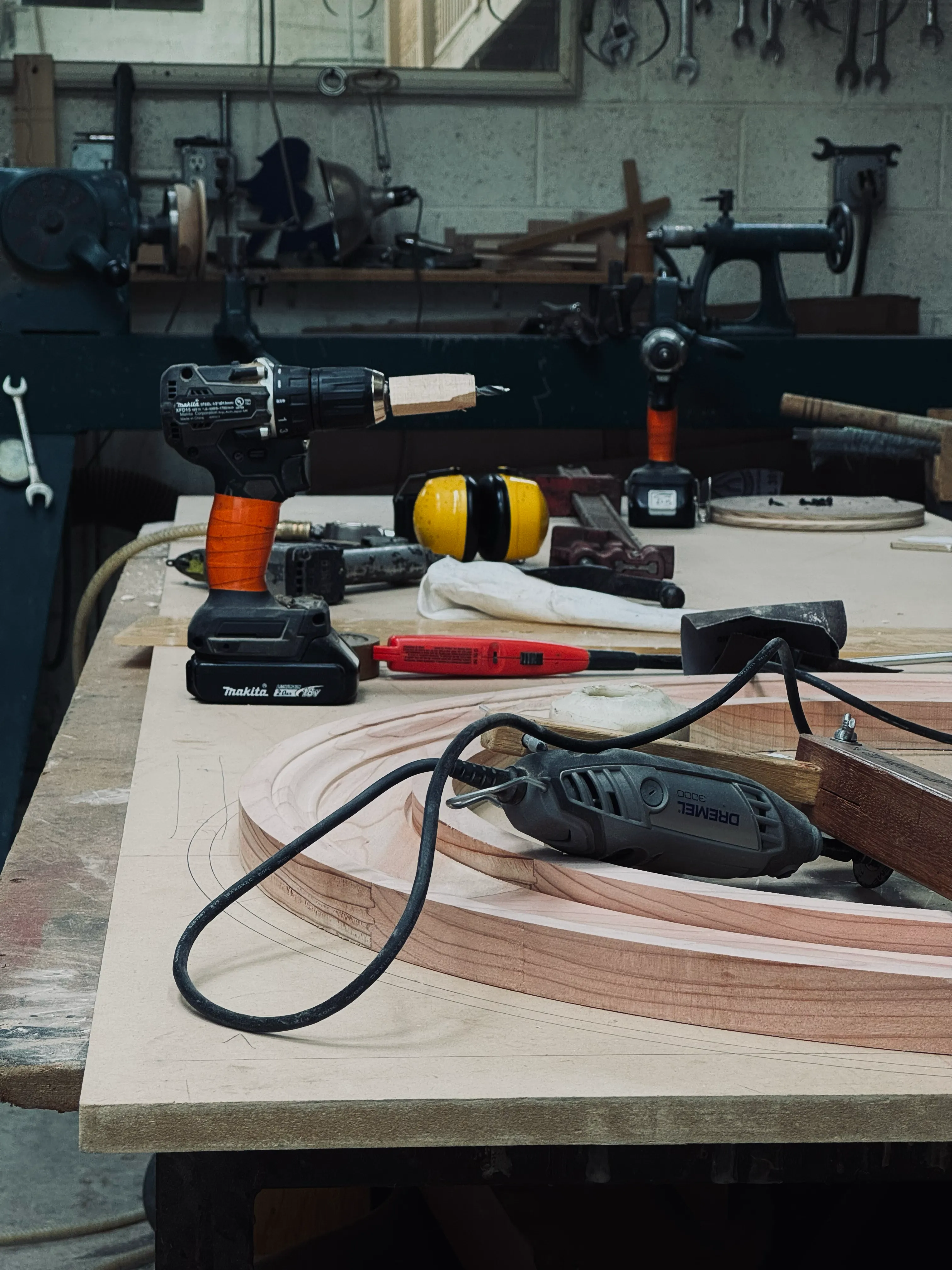 Woodworking tools in the shop
