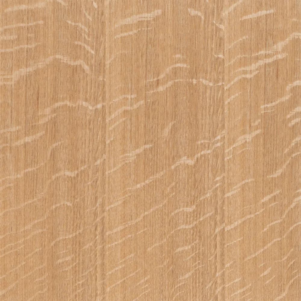 Quarter-sawn grain: oak veneer, straight stripes with pale ray fleck across them